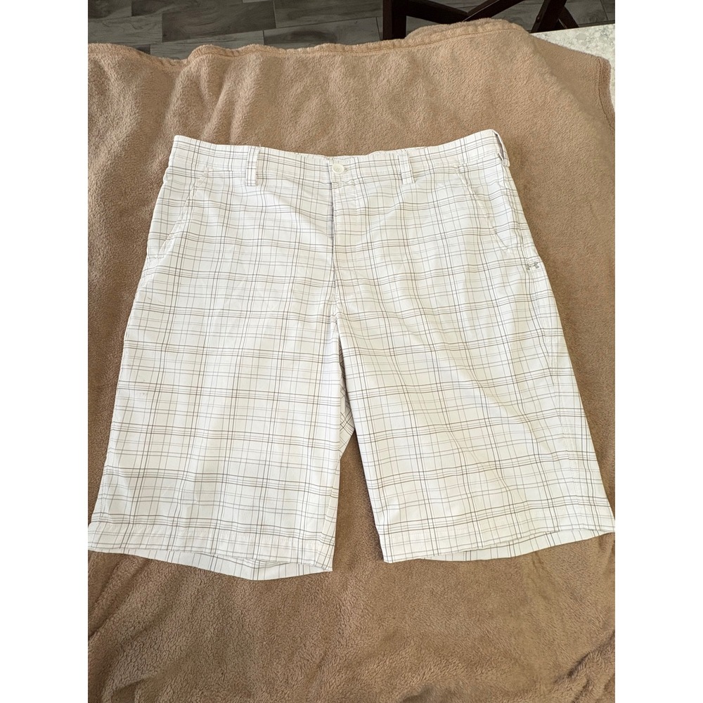 Under Armour Mens Plaid Golf Shorts White Grey HeatGear Performance Size 42